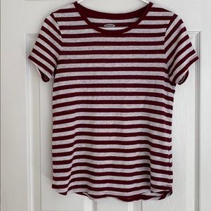 a red and white striped shirt